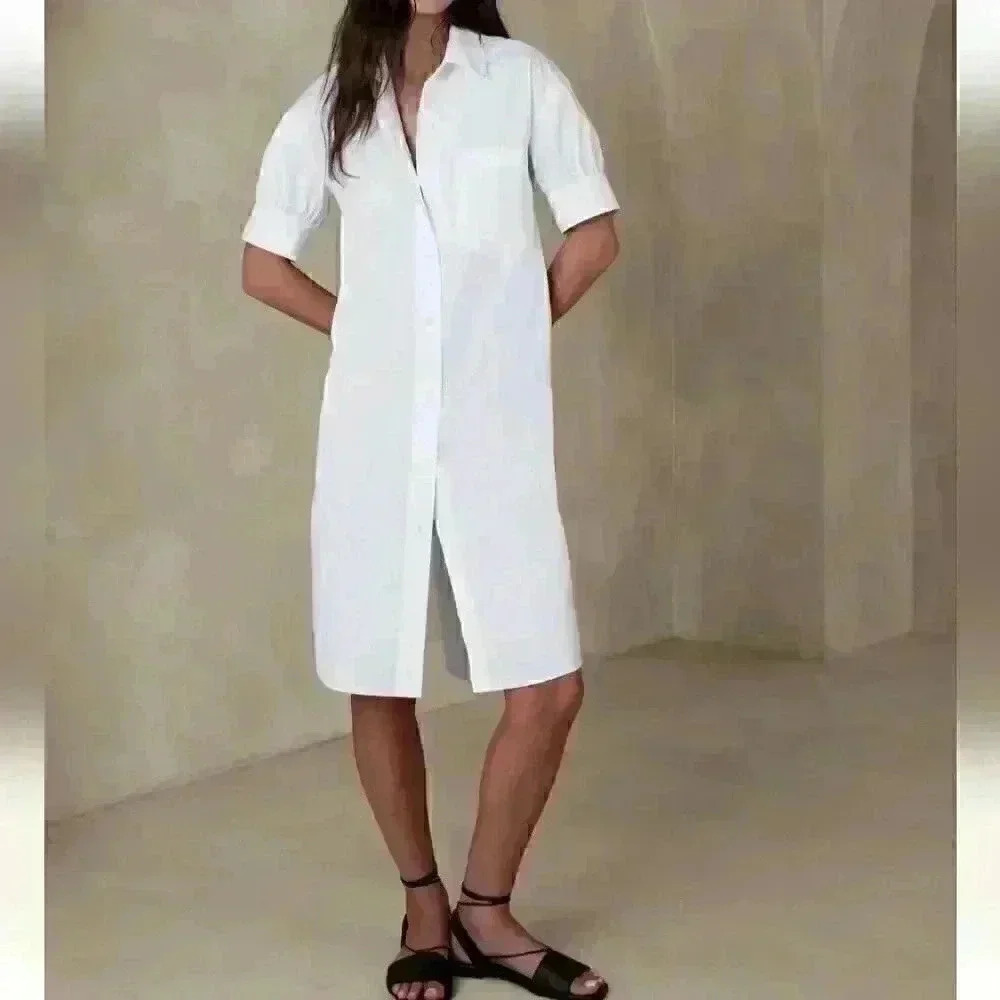 BANANA REPUBLIC POPLIN KNEE-LENGTH SHIRTDRESS